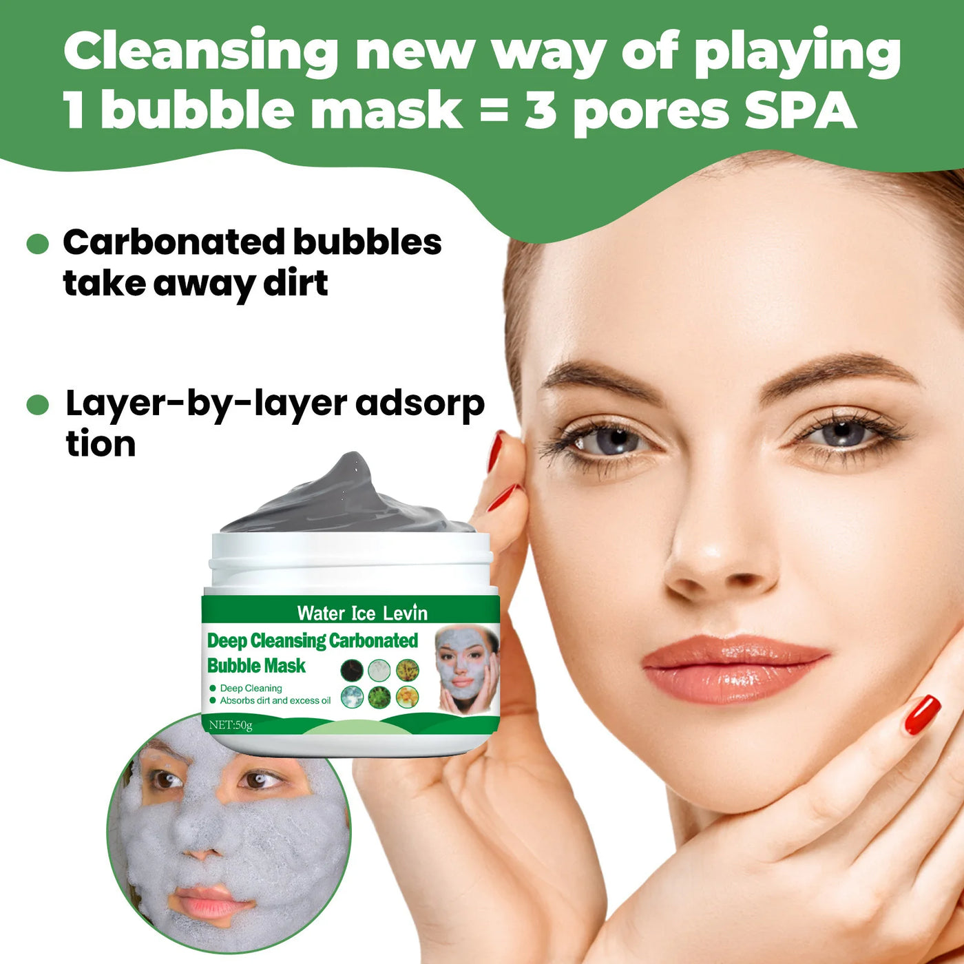 Carbonated Bubble Mask, Deep Cleans Pores, Moisturizes Skin, Gently, Suitable for Normal Skin, Ideal Facial Use