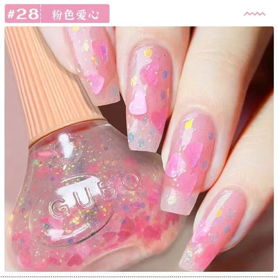 45 Colors Nail Polish Oil-based Nails Polish No-bake Quick Dry Non-tear Small Glitter Nail Gel Transparent Red Nail Art