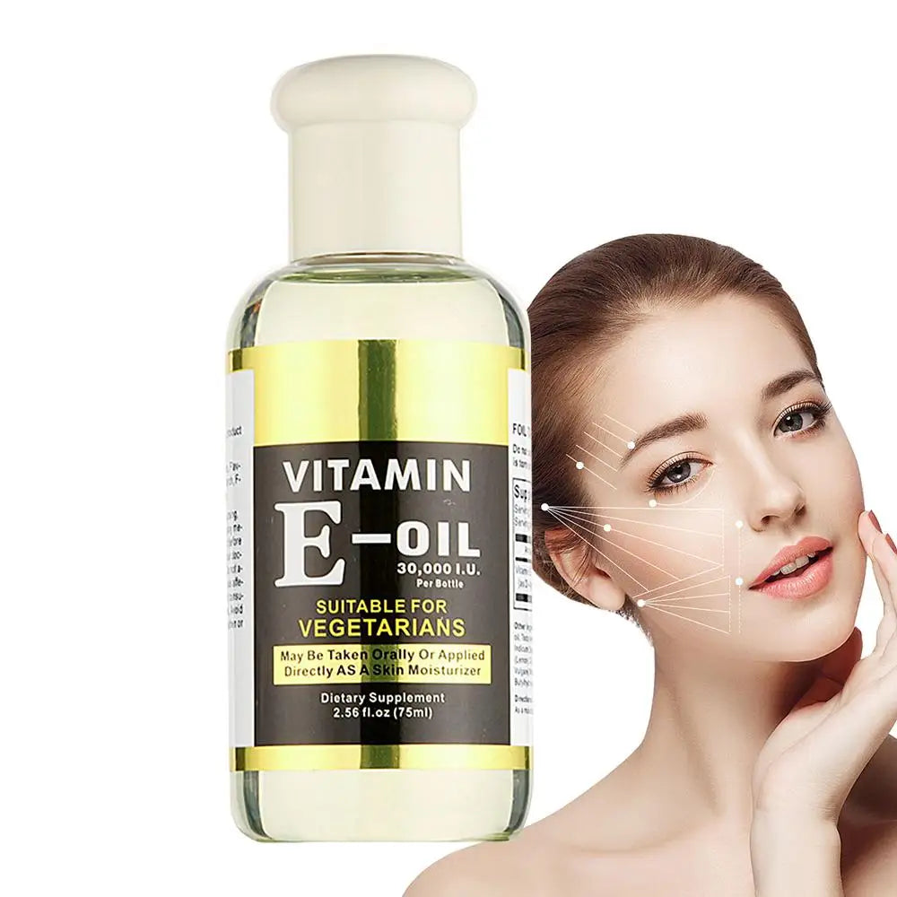 75ml Vitamin E Oil Face Serum Oil Shrink Pores Anti Wrinkle Aging Freckle Anti-wrinkle Lightens Dark Spots Repair Face Skin Care