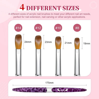 3/4/5 PCS Kolinsky Nail Art Brush Acrylic Powder Application Nail Mink Brush Gel Builder Nail Tools Manicure Extension Carving
