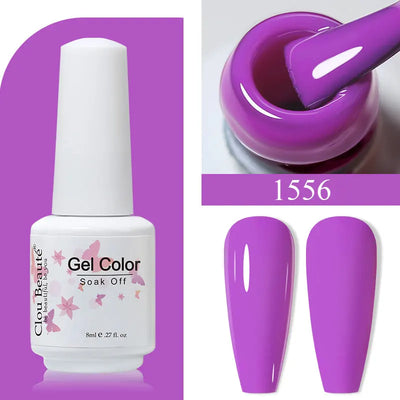 Clou Beaute 8ml Gel Polish Colorful Glitter UV Nail Gel Vernis Semi Permanent Glass Bottle Blue Green White Soak Off Gel Nail