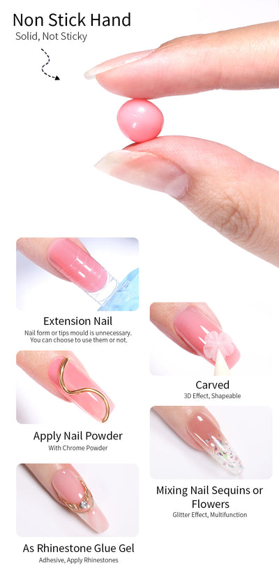 BORN PRETTY 15ml Nude White Non Stick Hand Solid Extension Nail Gel Polish Carving Flower Nail Art Building Constructed UV Gel