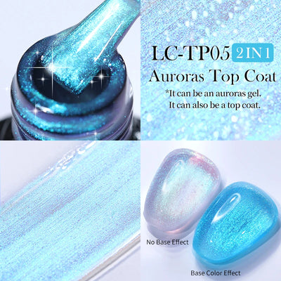 Lilycute Auroras Effect Gel Nail Polish Top Coat Summer Purple Spar Glitter Laser Semi Permanent Soak Off Nail Art Gel Varnish