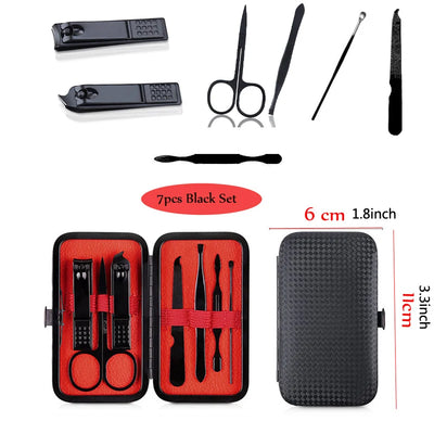 7pcs Manicure Cutters Nail Clipper Set Household Stainless Steel Ear Spoon Pedicure Scissors Tool For Beauty