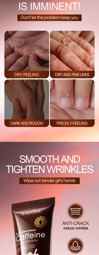 SADOER Caffeine Hand Cream Moisturizing Anti Wrinkles Nourishing Whitening Hydrating Hands Creams Skin Care Products