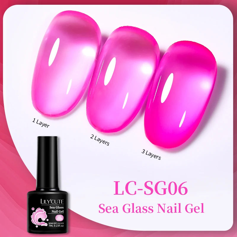 Lilycute Auroras Effect Gel Nail Polish Top Coat Summer Purple Spar Glitter Laser Semi Permanent Soak Off Nail Art Gel Varnish
