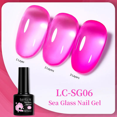 Lilycute Auroras Effect Gel Nail Polish Top Coat Summer Purple Spar Glitter Laser Semi Permanent Soak Off Nail Art Gel Varnish