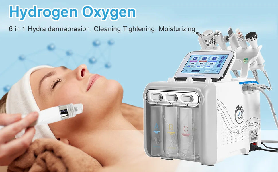 6 in1 Hydro Water Oxygen Jet Peel Machine Oxy Spray Facial Machine Cleaning RF Lifting Dermabrasion Skin Care Beauty Device Spa