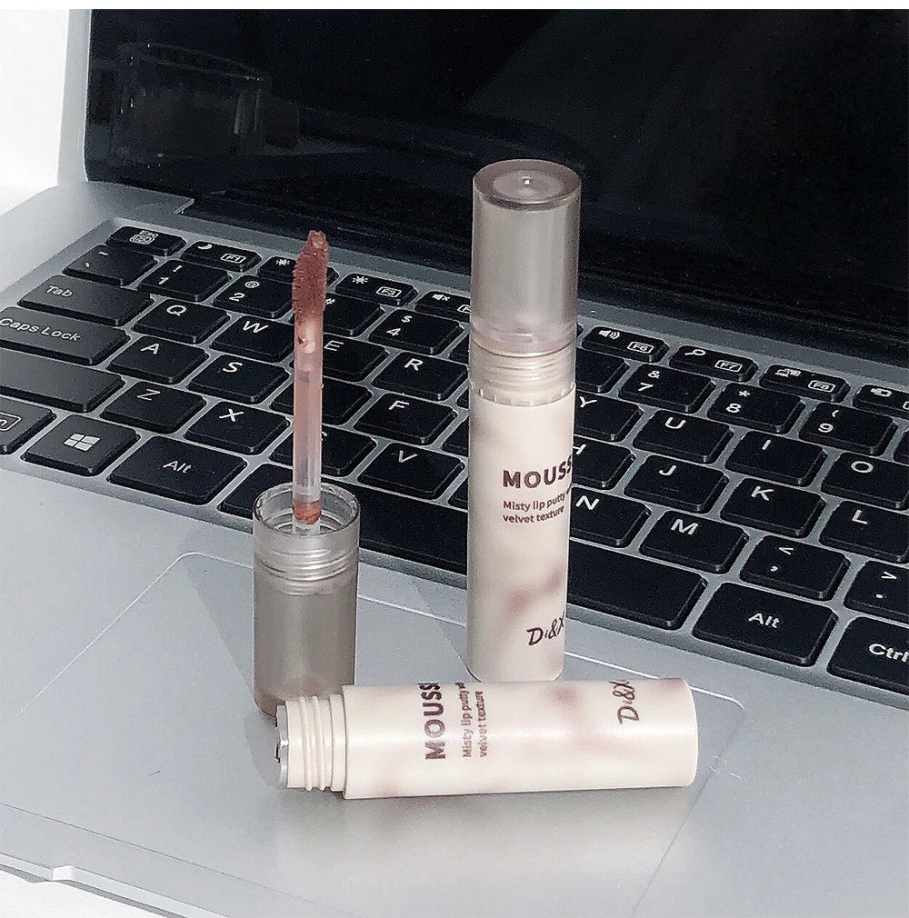 Gothic Matte Black Lipstick Waterproof Mousse Lip Mud Nude Brown Lipstick Moisturize Silky Gloss Makeup Non-stick Lips Tint