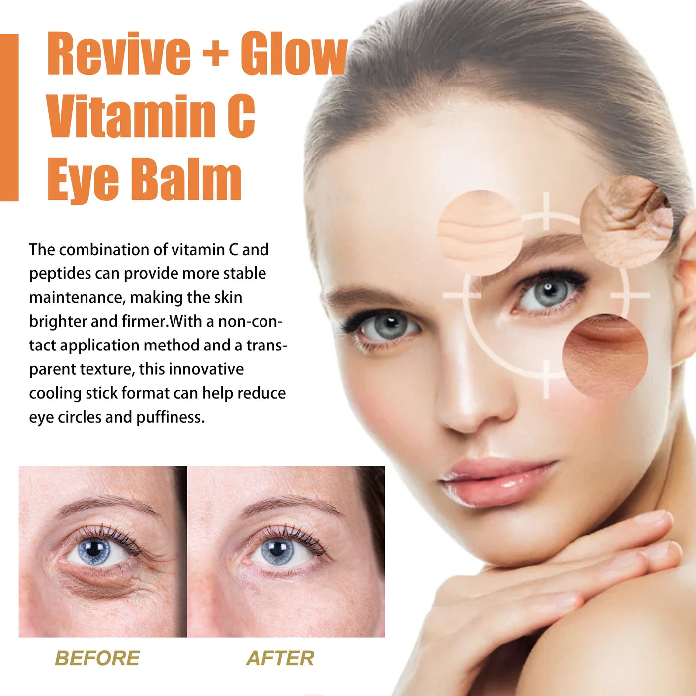 Vitamin C Eye Balm Anti Wrinkle Moisturizing Eye Bag Removal Dark Circles Reduce Fine Lines Anti Puffiness Brightening Eye Care
