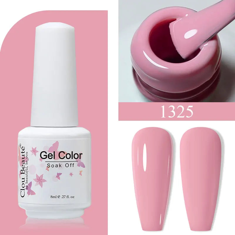 Clou Beaute 8ml Gel Polish Colorful Glitter UV Nail Gel Vernis Semi Permanent Glass Bottle Blue Green White Soak Off Gel Nail