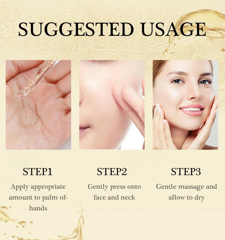 AUQUEST 24k Gold Face Serum Hyaluronic Acid Serum Moisturizing Whitening Anti Aging Wrinkle Face Skin Care 15ml