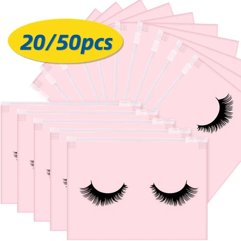 Eyelash Aftercare Bags Reusable Makeup Tools Travel Plastic Storage Lash Extension Pouch Cosmetic with Zipper Supplies