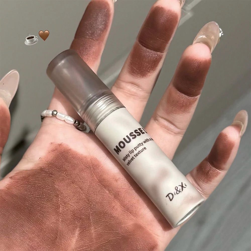 Gothic Matte Black Lipstick Waterproof Mousse Lip Mud Nude Brown Lipstick Moisturize Silky Gloss Makeup Non-stick Lips Tint