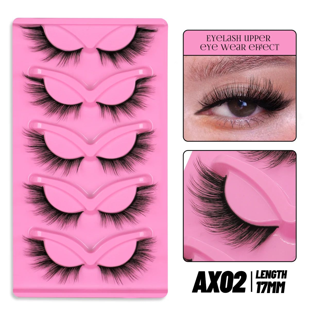 GROINNEYA Cat Eye Lashes Natural long Manga Lashes Faux Mink Eyelashes Winged End Eye Elongated Eyelashes Fake Lashes Soft