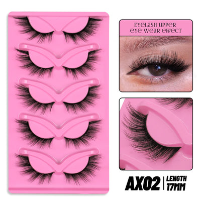 GROINNEYA Cat Eye Lashes Natural long Manga Lashes Faux Mink Eyelashes Winged End Eye Elongated Eyelashes Fake Lashes Soft