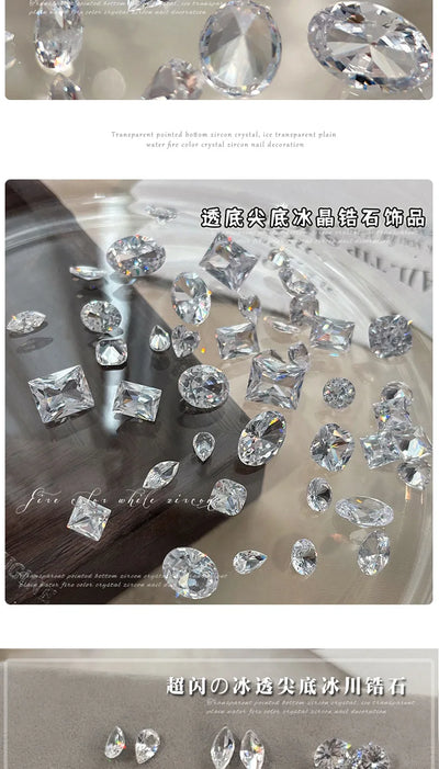 10-20PCS Super Sparkle Clear Translucent Zircon Nake Pointed Diamonds Nail Art Rhinestones Decorations Manicure Ornaments