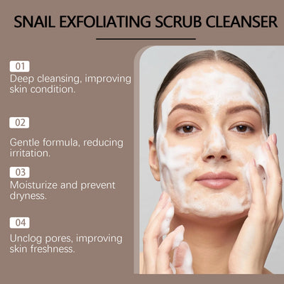Snail Exfoliating Scrub Cleanser Contains Snail Mucin Gentle Cleansing Skin Brighten Effectively Remove Makeup Nourish Face Wash