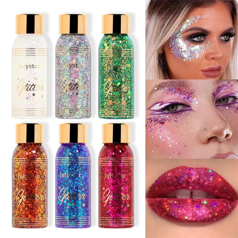 With Smear Spoon Multifunctional Eye Glitter Nail Hair Body Face Glitter Gel Art Flash Loose Sequins Cream Festival Glitter Deco