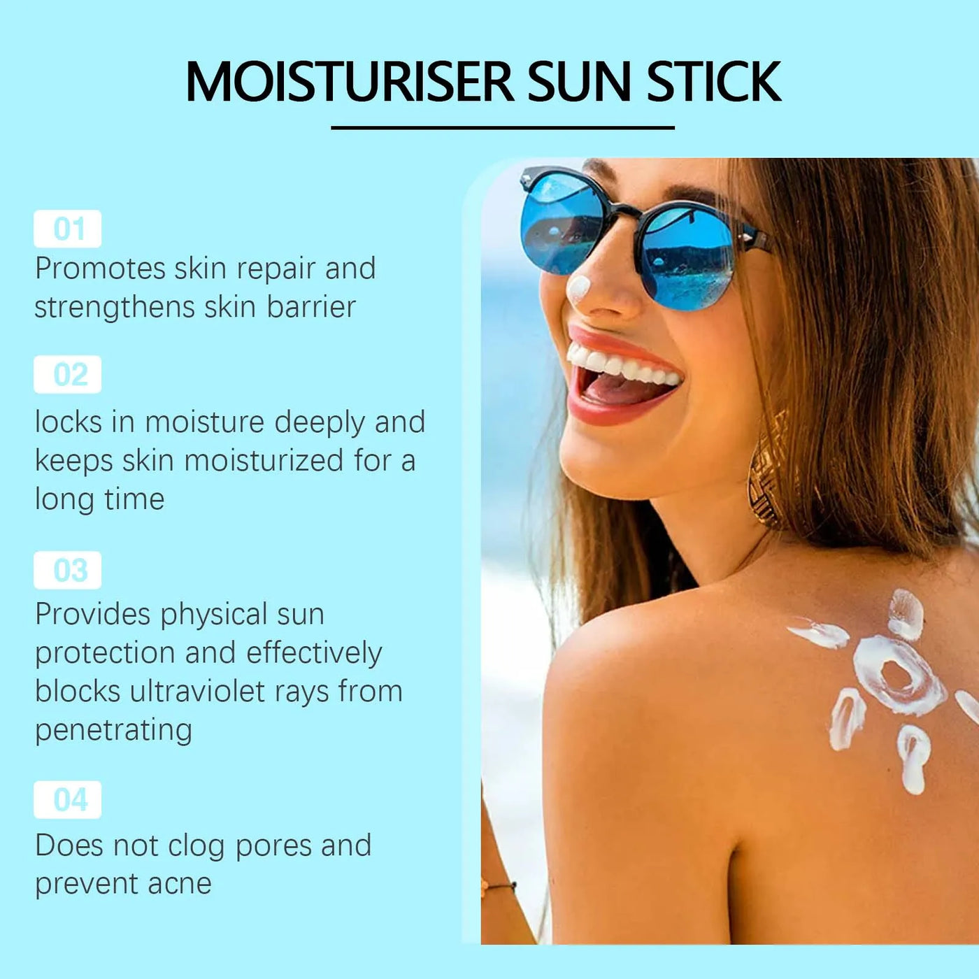 Moisturiser Sun Stick SPF50+ Moisturizing Brightening Non-Greasy Waterproof Sweatproof Isolation Face Body Sunblock Stick