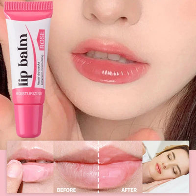 Rose Lip Balm Soft Lasting Nourishment and Moisture for Men and Women Fade Fine Lines Daily Care Lip Balm Clear Beautiful Skin