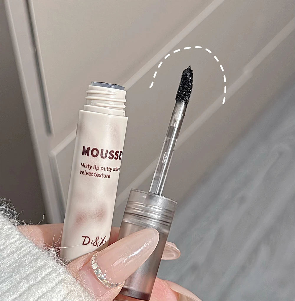 Gothic Matte Black Lipstick Waterproof Mousse Lip Mud Nude Brown Lipstick Moisturize Silky Gloss Makeup Non-stick Lips Tint