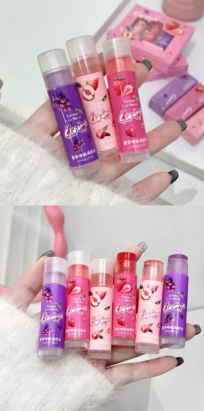 Jelly Fruit Lip Balm Plant Extract Moisturizing & Nourishing Lip Pomade Lasting Hydrating Lip Gloss Care Juicy Peach Lipsticks