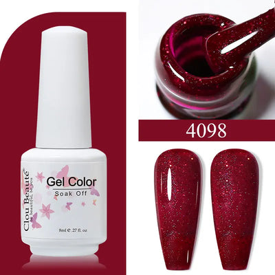 Clou Beaute 8ml Gel Polish Colorful Glitter UV Nail Gel Vernis Semi Permanent Glass Bottle Blue Green White Soak Off Gel Nail