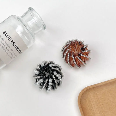 Women Bun Crystal Hair Claw Bird Nest Ponytail Buckle Ponytail  Holdedr Hair Clip DIY Bun Maker Female Hair Accessories