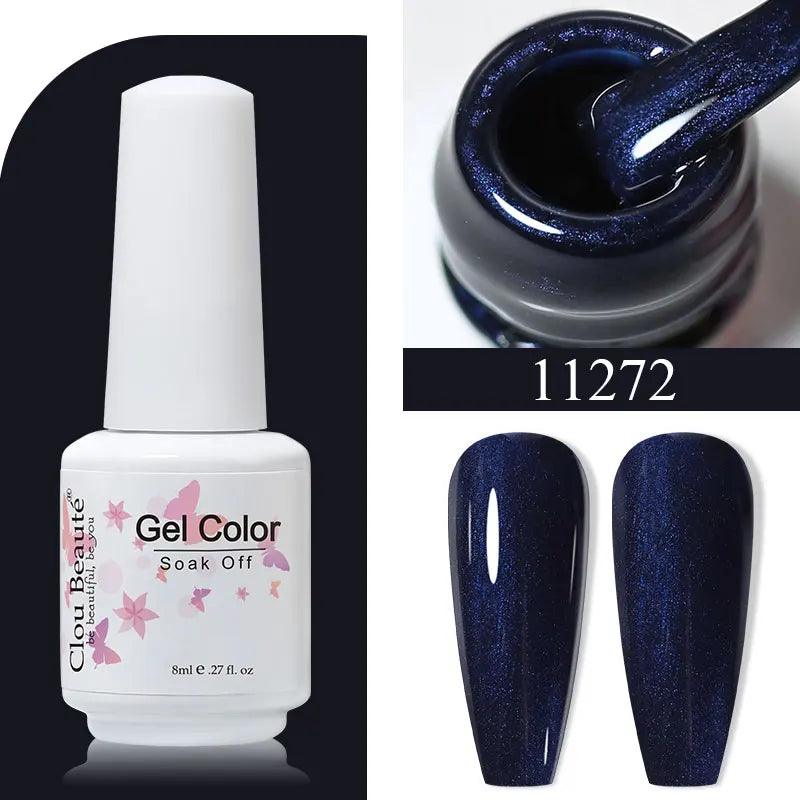 Clou Beaute 8ml Gel Polish Colorful Glitter UV Nail Gel Vernis Semi Permanent Glass Bottle Blue Green White Soak Off Gel Nail