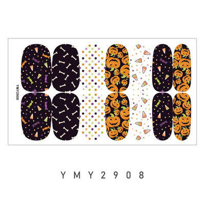 Baking Free Arrival Halloween Nail Stickers Full Sticker Fashion Nail Art Jewelry Wholesale Applique Nail Sticker 14 Tips