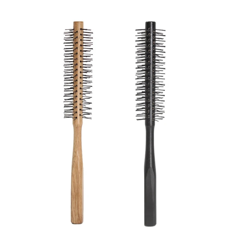 Nylon Round Hair Brush Anti-Static Comb Hairdressing Blow Drying Blow Bangs Pear Head Straight Hair Hairdressing Wooden Comb