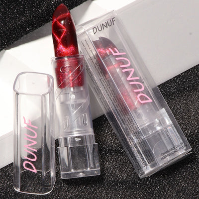 Moisturizing Cat Eye Lipstick Mirror Glitter Metallic Lipstick Diamond Pink Pearl Sparkling Lip Gloss Color Changing Lips Makeup