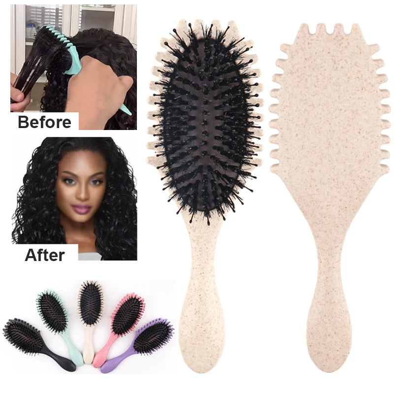 Curls Define Styling Brush Tangled Boar Bristle Hair Comb Boar Bristle Detangling Hair Brush Shaping Defining Hair Styling Tools