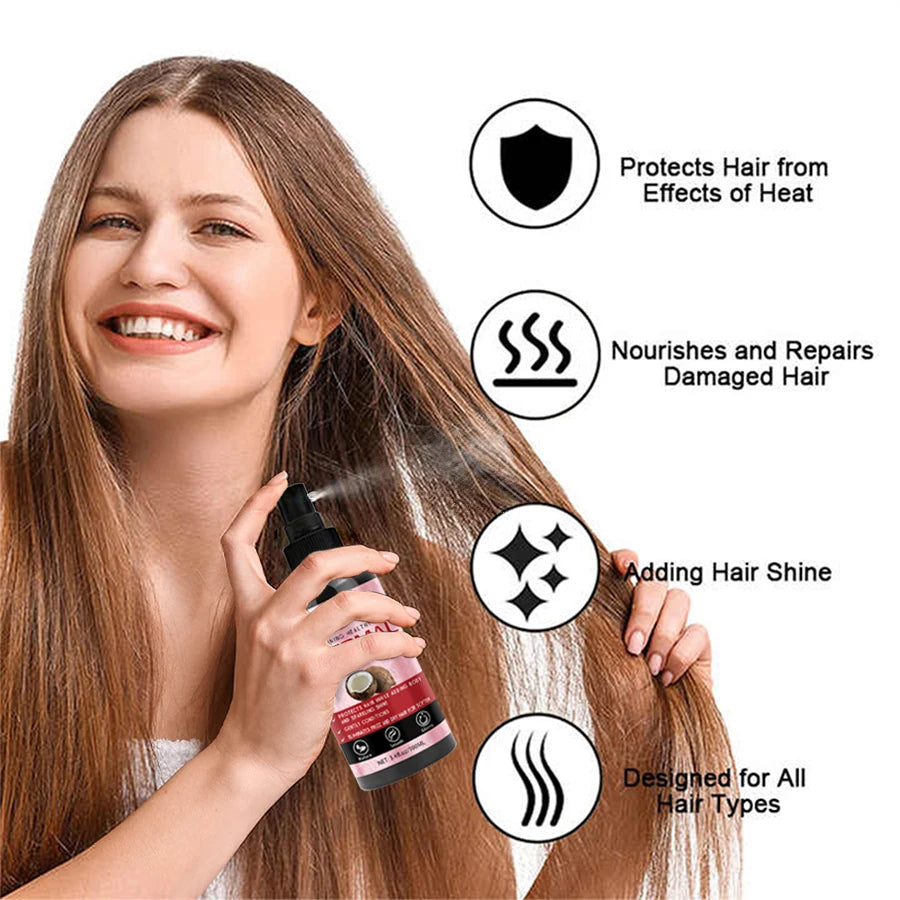 Lockmio 100ml Heat Thermal Protection Spray Moisturize Smooth Protect Hair Repair Damage Frizz Conditioner For Salon Hairstyle