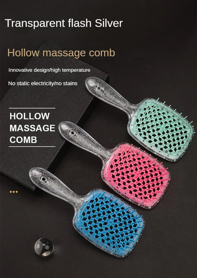 Flash Tangled Hair Comb Detangling Hair Brush Massage Combs Hollow Out Wet Curly Hair Brush Barber Comb Salon Hair Styling Tools