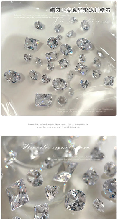 10-20PCS Super Sparkle Clear Translucent Zircon Nake Pointed Diamonds Nail Art Rhinestones Decorations Manicure Ornaments