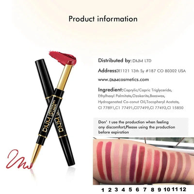 Double Ended Matte Lipstick Women Lip Liner 2 In 1 Makeup Matte Lipstick Durable Waterproof Nude Red Lipstick Lips Cosmetics