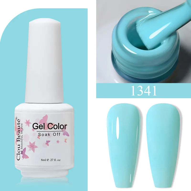Clou Beaute 8ml Gel Polish Colorful Glitter UV Nail Gel Vernis Semi Permanent Glass Bottle Blue Green White Soak Off Gel Nail