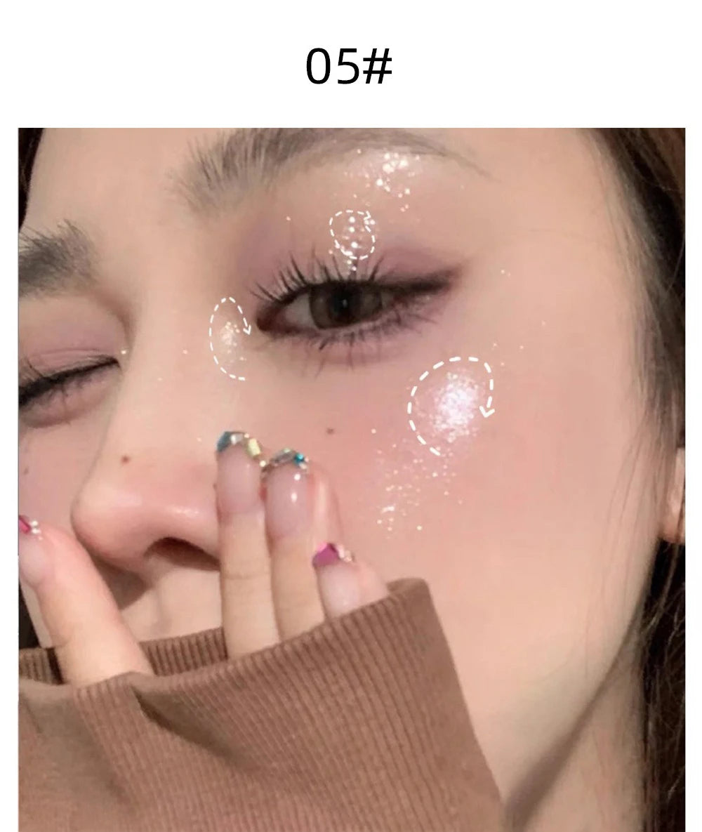 Silicone Brush Liquid Eyeshadow Pearlescent Shimmer Long Lasting Monochrome Pearly Fine Sparkling Sequins Eye Shadow Highlighter