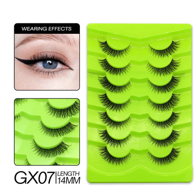 GROINNEYA Cat Eye Lashes Natural long Manga Lashes Faux Mink Eyelashes Winged End Eye Elongated Eyelashes Fake Lashes Soft