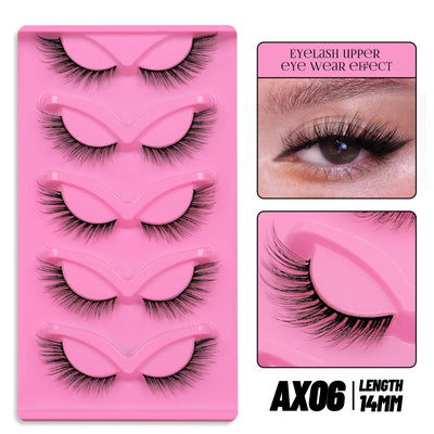 GROINNEYA Cat Eye Lashes Natural long Manga Lashes Faux Mink Eyelashes Winged End Eye Elongated Eyelashes Fake Lashes Soft
