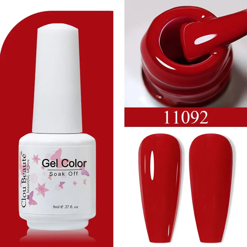 Clou Beaute 8ml Gel Polish Colorful Glitter UV Nail Gel Vernis Semi Permanent Glass Bottle Blue Green White Soak Off Gel Nail