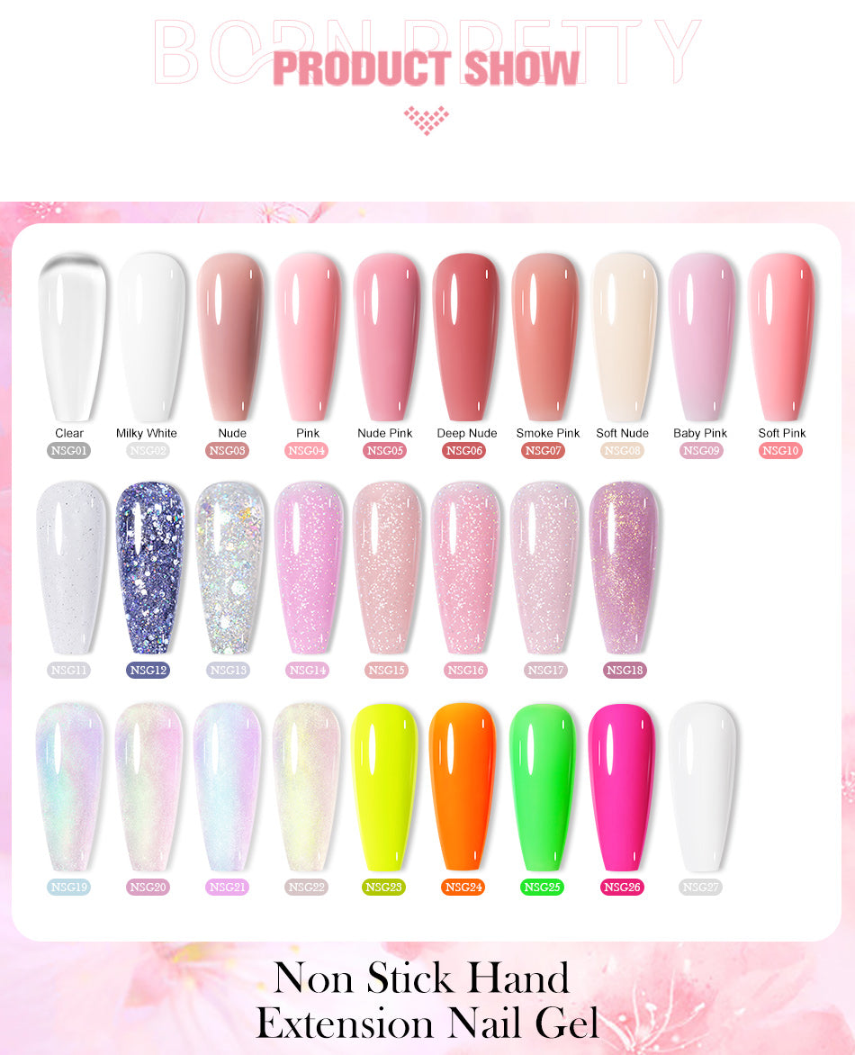 BORN PRETTY 15ml Nude White Non Stick Hand Solid Extension Nail Gel Polish Carving Flower Nail Art Building Constructed UV Gel