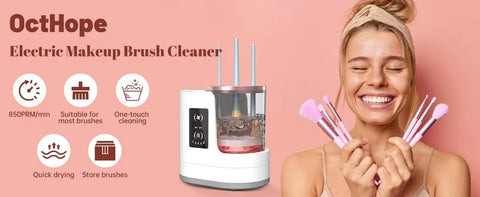 3 IN 1 Electric Makeup Brush Cleaner Machine With Makeup Brush Dryer-Holder-Portable Automatic USB Cosmetic Brushes Cleaner Tool