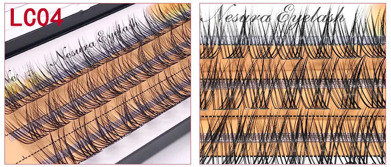 DIY Clusters Eyelash Extension, Dovetail, Segmented Lashes, 36 Volume, 3D Fluffy, Natural, Individual Bundles, LC02-7