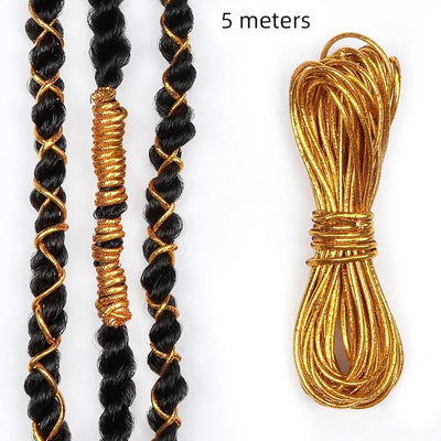 Dreadlock Braids Hair Accessories Silver Gold Braiding Hair Deco Styling Shimmer Stretchable African Braid Braided Elastic Cord