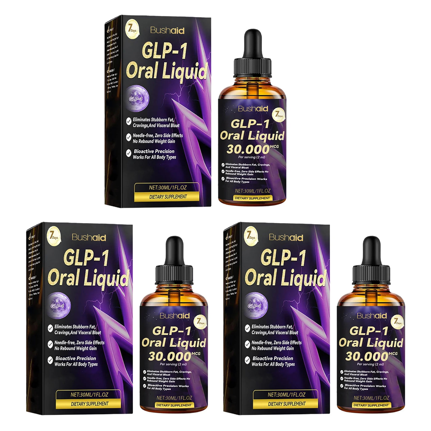 30ml GLP-1 Oral Liquid GLP 1 Peptide Complex Serum Weight Loss Supplements Natural Advanced Body Care Liquids Drops For Women