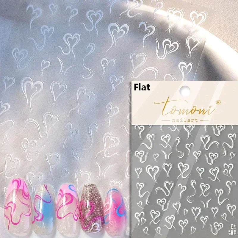 Cat's Eye 5D Gradient European Love Heart Gem Wing Crystal Geometric Colorful Self Adhesive Nail Art Stickers Manicure Decals