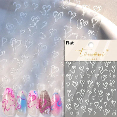 Cat's Eye 5D Gradient European Love Heart Gem Wing Crystal Geometric Colorful Self Adhesive Nail Art Stickers Manicure Decals